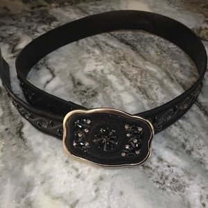Black leather belt